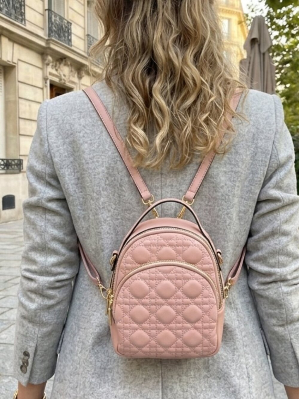 Light Pink Quilted 3 In 1 Mini Backpack And Crossbody Bag